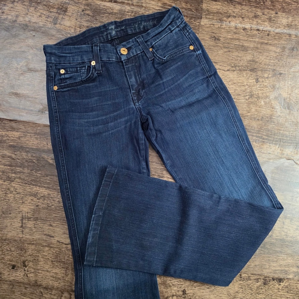 7 FOR ALL MANKIND A Pocket Jeans Womens 25 Blue Dark Wash Bootcut‎ Denim
